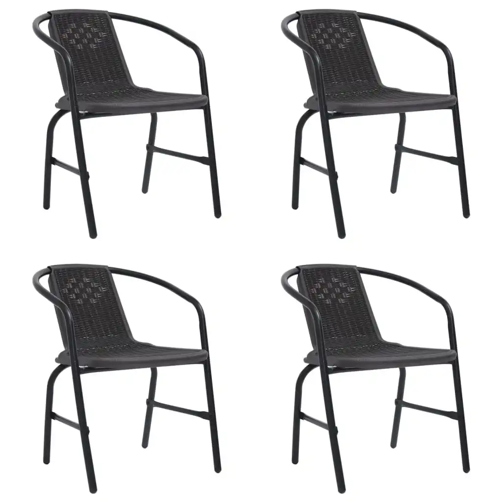 

Patio Chairs 4 pcs Plastic Rattan and Steel 242.5 lb 24.4" x 21.7" x 29.1" Outdoor Chair Outdoor Furniture