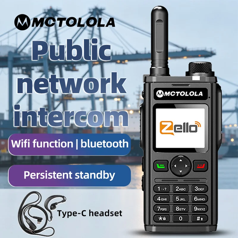 MOTOLOLA 4G POC Two way wireless Radio Android Bluetooth Wifi Walkie Talkie Compatible with Zello Global 5000km coverage headpho