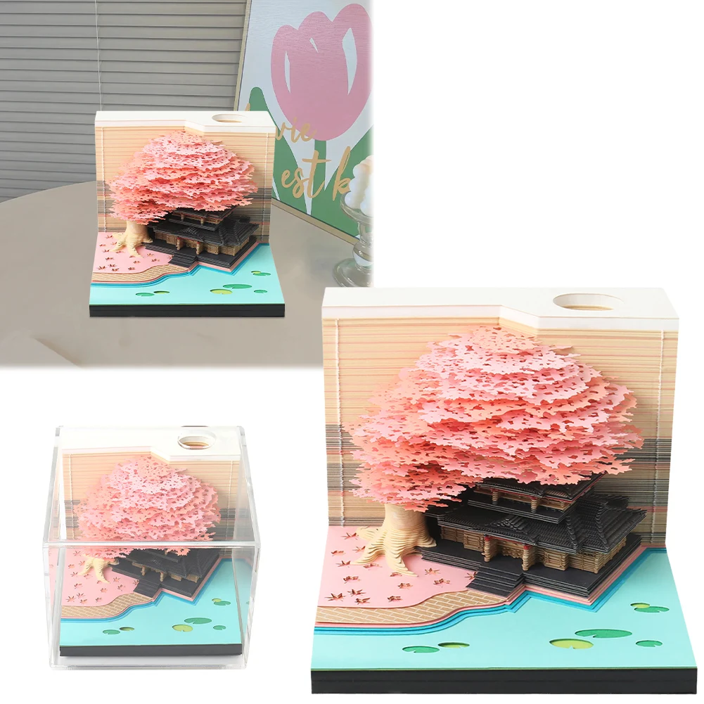 3D Desk Calendar 2025 Tear-Away 3D Paper Art Notepad Decorative Paper Carving Calendar Memo Pad Calendar for Desktop Decoration