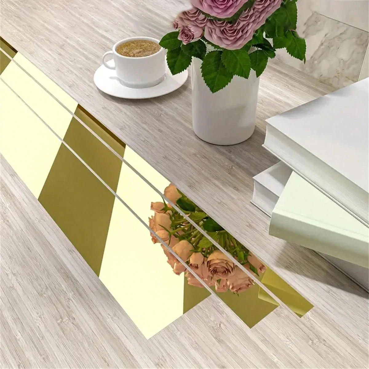 Mirror Stainless Steel Wall Stickers Rolled Every 3 Meters, Flat Decorative Lines, Titanium Mirror Living Room Decoration.