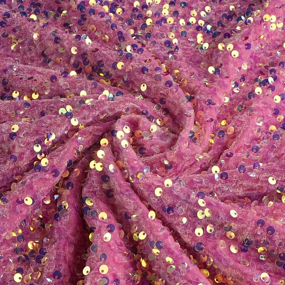 Mermaid Scale Sequins Fabric By The Yard Sequin Material Dress Color Glitter Fabric Party Dress Velvet 5 Yards Purple Green Red