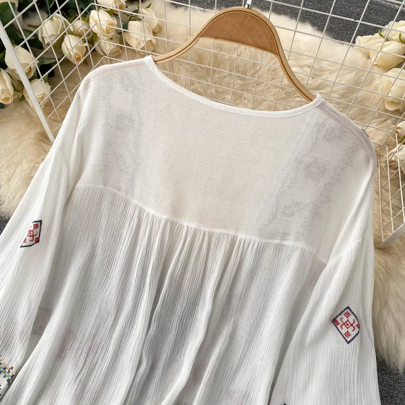 Sexy Boho Tassel Embroidery Sheer Loose Beach Cover Up Casual Cover-ups Vacation Beach Dress Beach Wear Beachwear Female Women