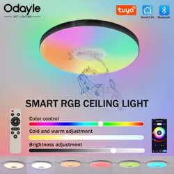 TUYA Smart Speaker LED Ceiling Lamp RGB Bluetooth Remote Control Home Decor Light Living Room Study Bedroom Music Ceiling Light