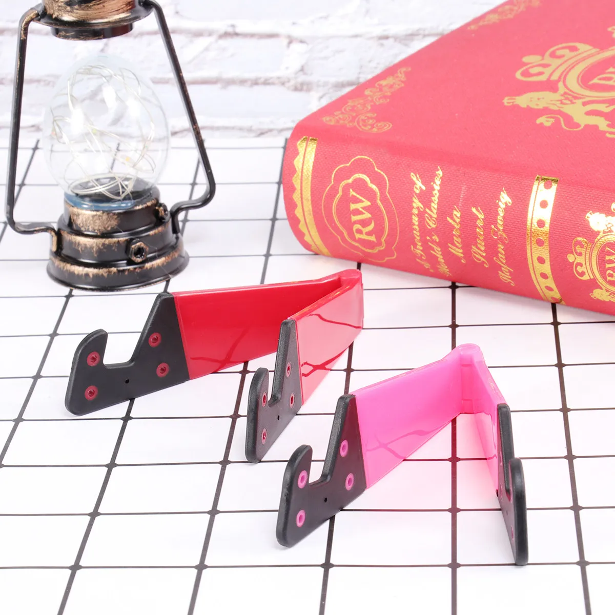 4Pcs Foldable Phone Tablet Stand V Shape Swivel Hinge Phone Mount Desktop Holder Portable Travel Video Watching