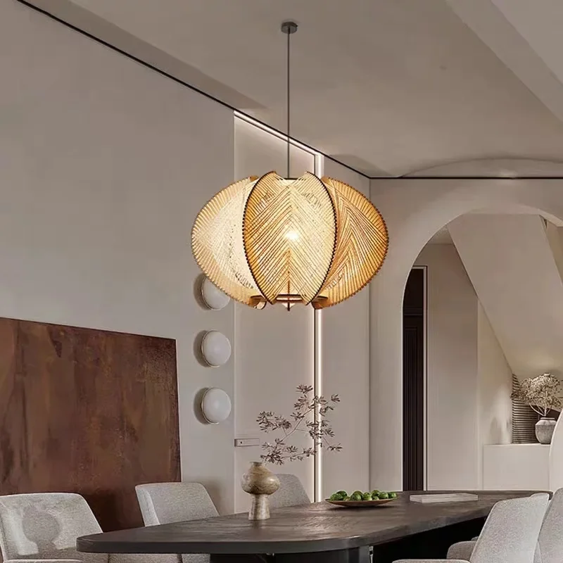 

Japanese Style Chandelier Rattan Pendant Lamp Suspension Hanging Light Fixture