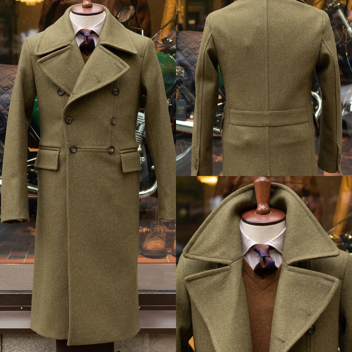 

Customized Autumn Winter Men Thick Coat Double Breasted Long Overcoat Business Outdoor Work Jacket Wear