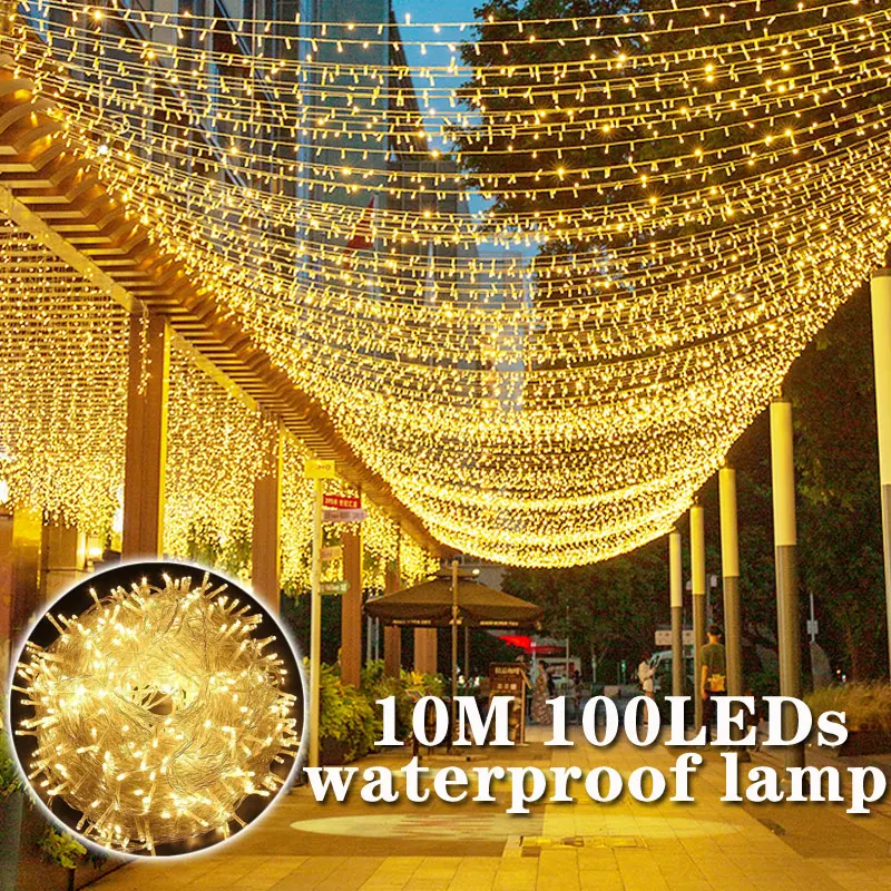 

10M 100LED Holiday Lighting Outdoor Waterproof Lamp String Christmas Party Festival Lighting 220V Wedding Decor Lamp Led Lights