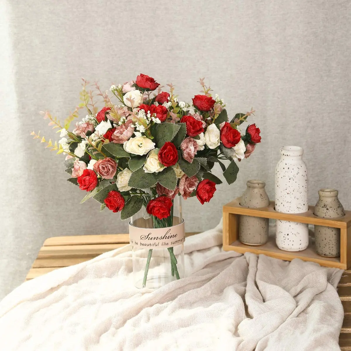 7 zweig 21 Köpfe Künstliche Blumen Bouquet Mini Rose für Braut Dusche Hochzeit Floral Geburtstag Party Home Büro Dekoration – Detail 10