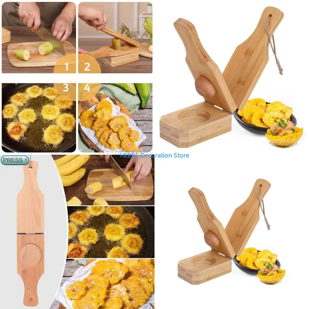 B0KC 2in1 Tostones Press Crispys Green Plantains Smasher for Fried Chip Delightful Cups Stuffed Plantain Press Tool