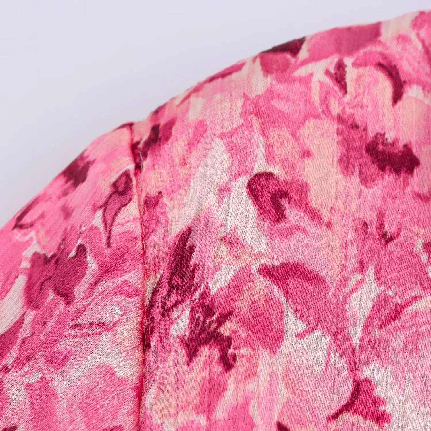 Roze Bloemenprint Shirt Jurk Vrouwen 2023 Nieuwe Lente En Zomer V-hals Lange Mouwen Korte Jurk Boho Casual Strand Vrouwelijke vestidos