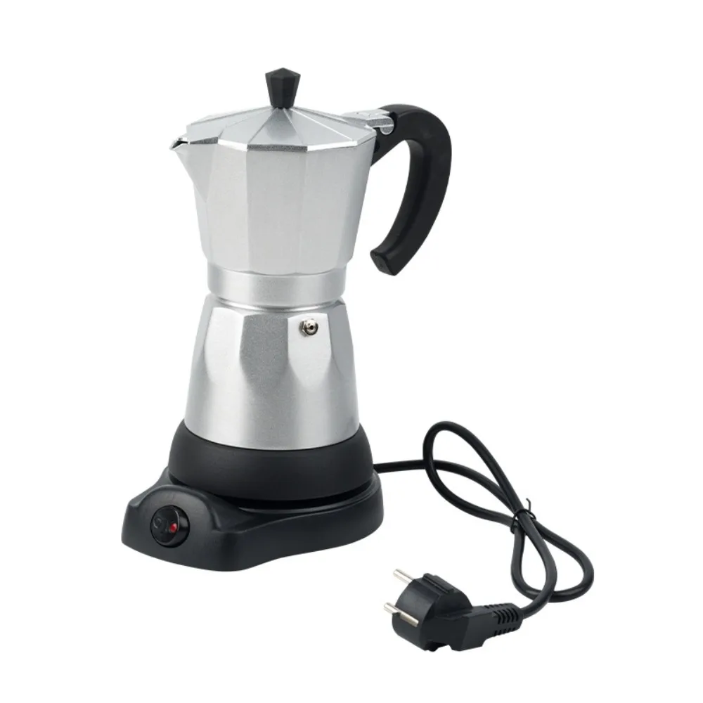 Safe 6 Cup Electric Espresso Mocha Pot Aluminum Fast Brewing Electric Coffee Maker Detachable Espresso Machine Ceramic Cooktop