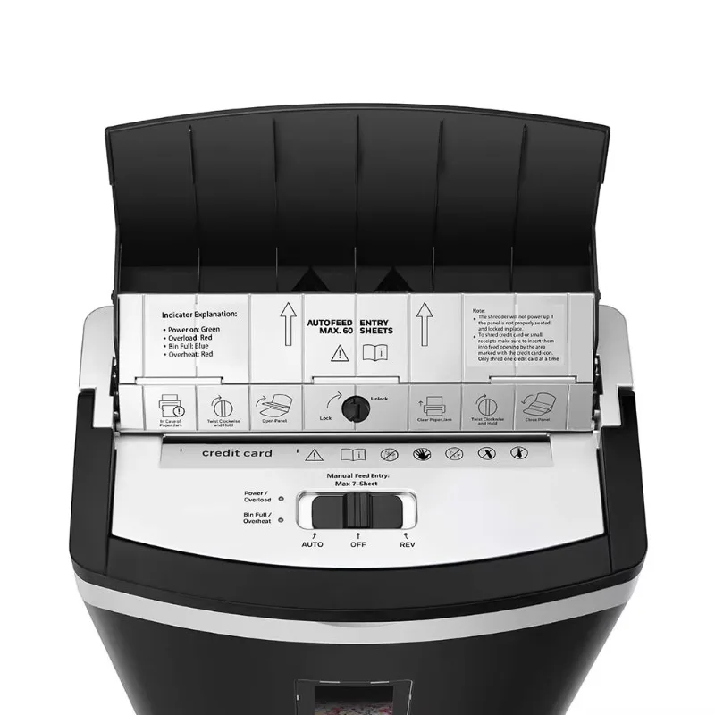 Trituratore di carta e dischi commerciale Micro taglio 30l Macchina A4 60 fogli Trituratore di carta per ufficio con alimentazione automatica