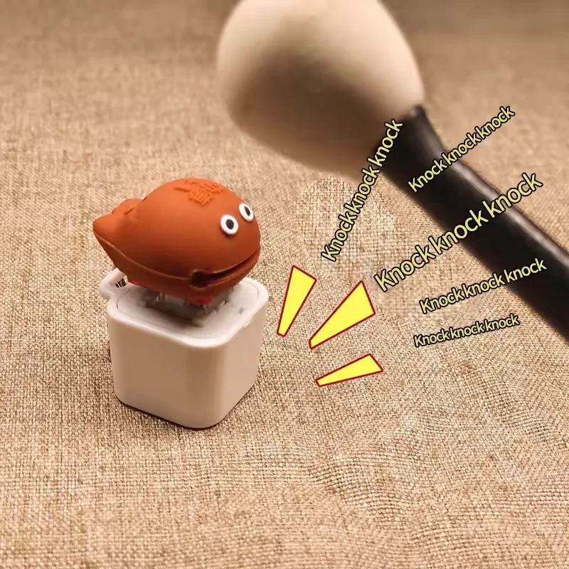 Wooden Fish Fidget Toy Keychain Sound Light Press Button Stress Relief Clicker Toy Portable Bag Pendant Desktop Handrelax Gift