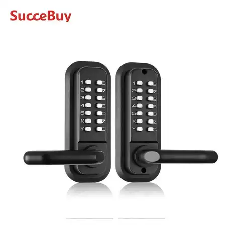 SucceBuy Mechanical Keyless Entry Door Lock Single/Double -Sided 14 Digit Keypad and Handle Embedded