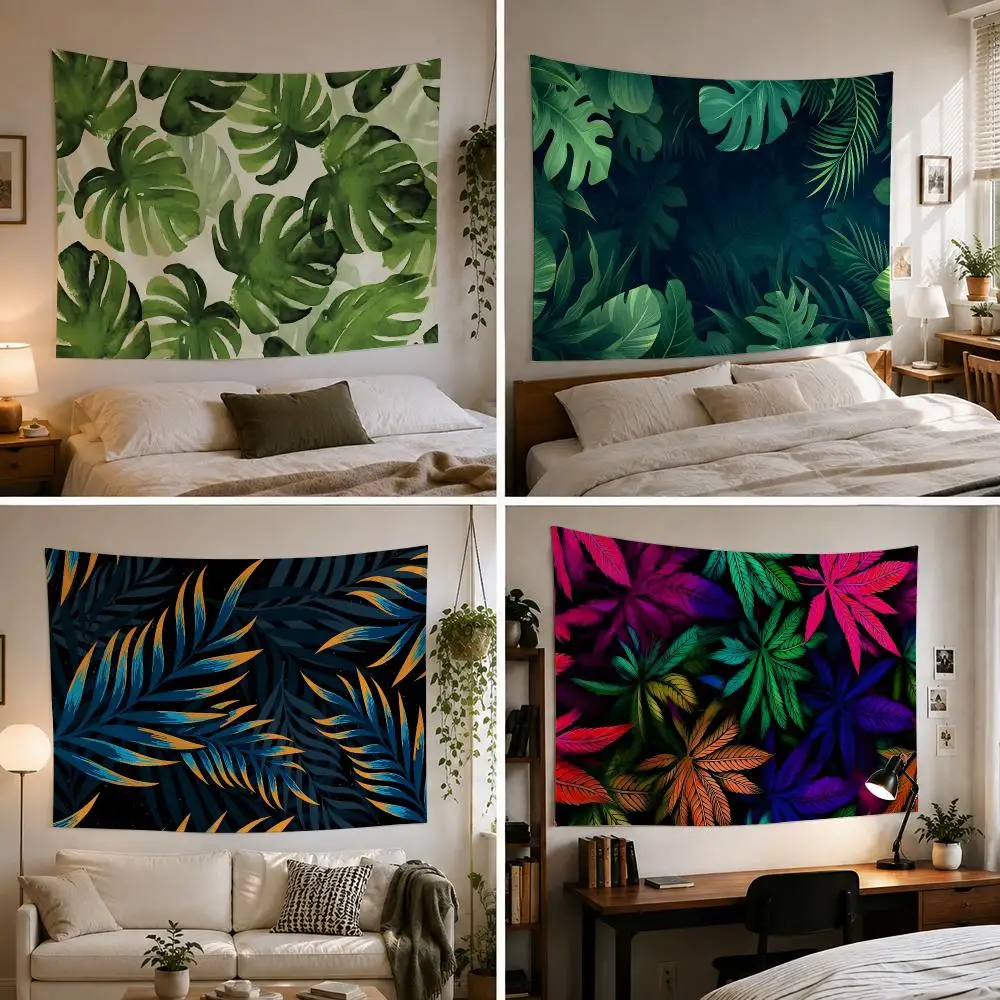 Bohemian psychedelic weed leaf Tapestry Custom Living Bedroom Party Dormitory interior Wall bohemian Decoration Attached clip