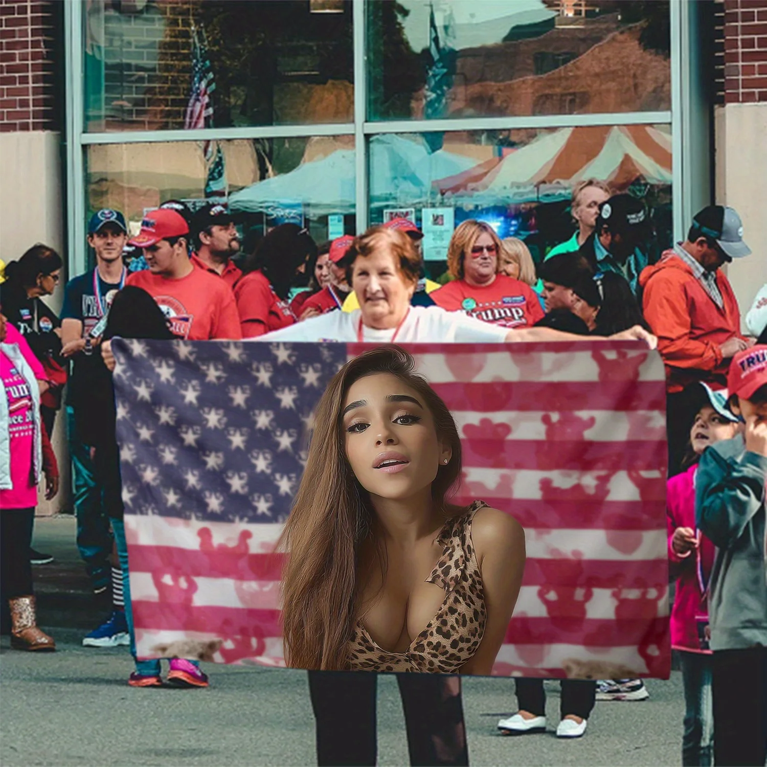 American Flag Woman Image 2D Print Flag Durable Windproof Sunproof Photography Backdrop Banner