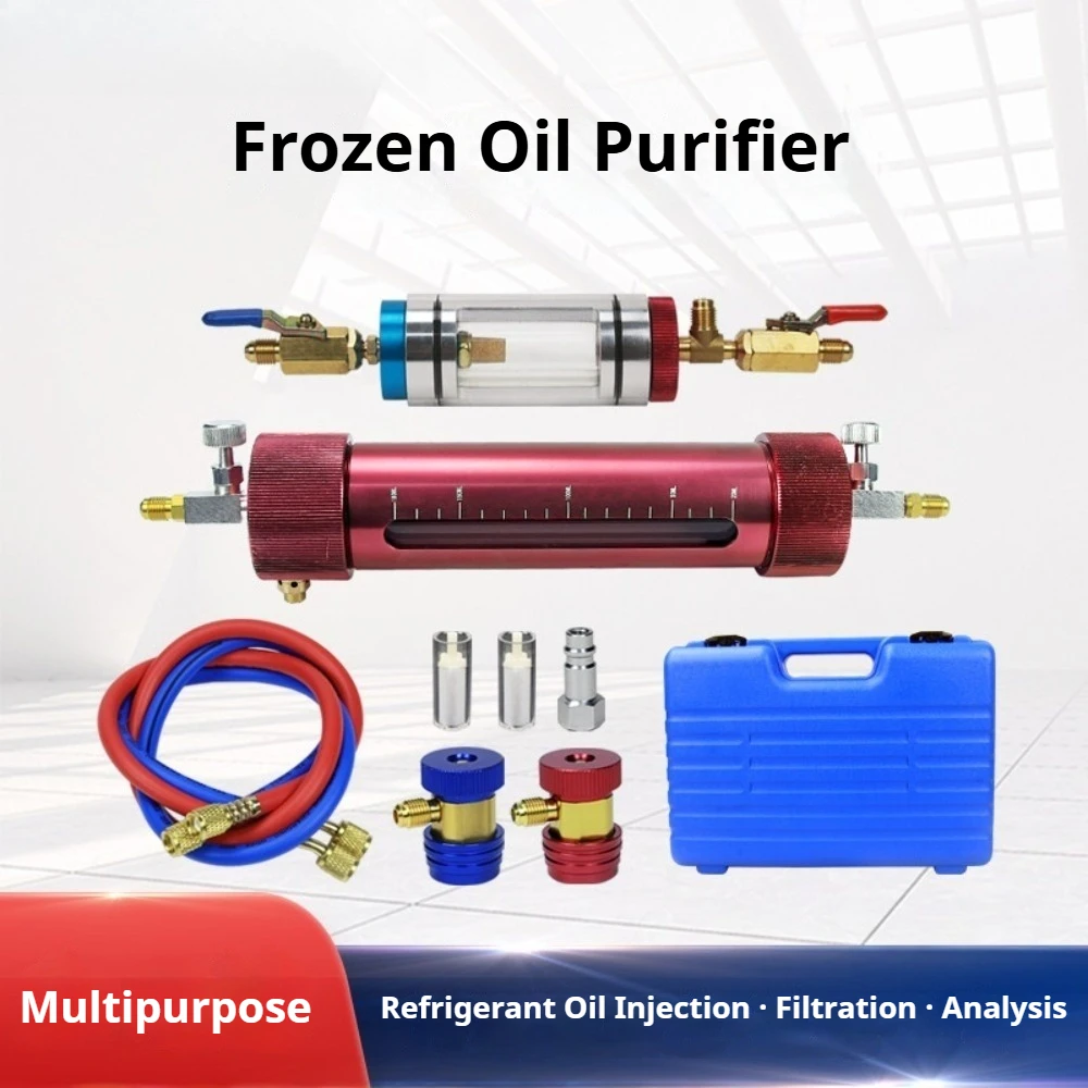 A/C Oil Purifier, Refrigerant Oil Filter & Separator Tool for Car AC, Oil Injector Charging Replacement Detection Device