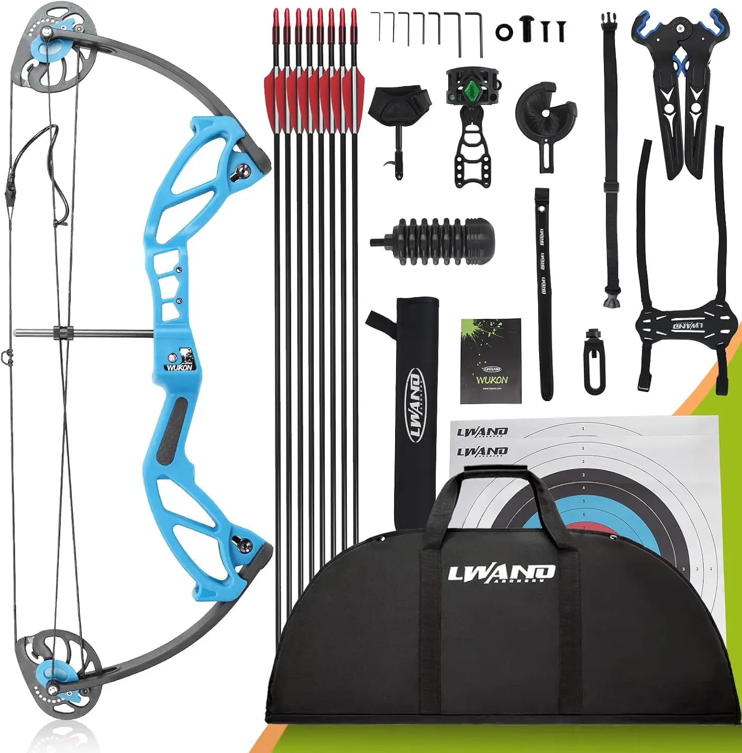 Beginner Compound Bow Set, Right-Handed Archery Kit with 15-25 Lbs Draw Weight