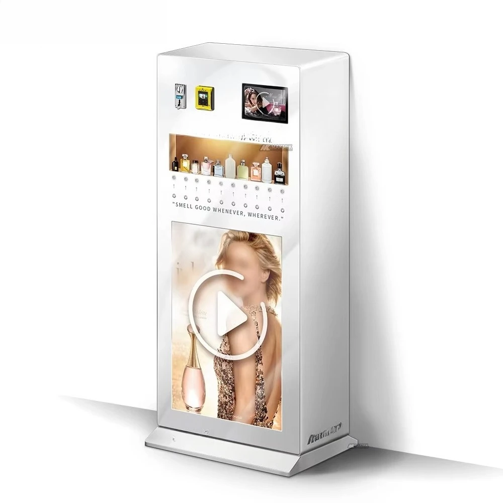 Luxury Smart Touch Screen Cash and Card Freestanding Fragrance  Dispenser Perfume Spray Vending Machine with Stand