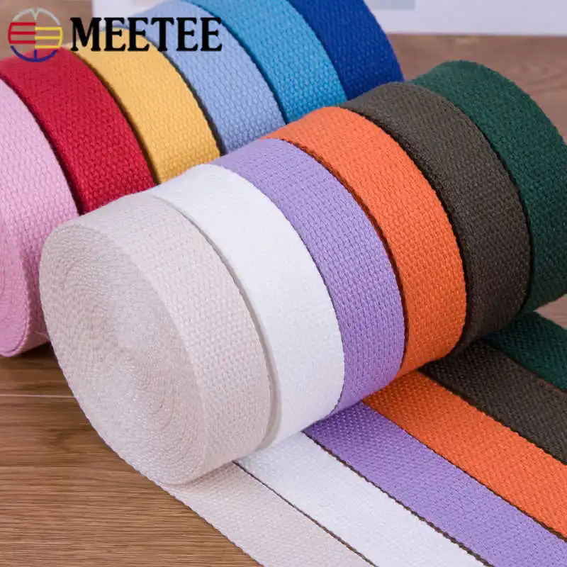 

20M Meetee 20-50mm Cotton Webbing Strap for Bag Shoulder Straps Ribbon Tapes Backpack Garment Belt DIY Sewing Accessories
