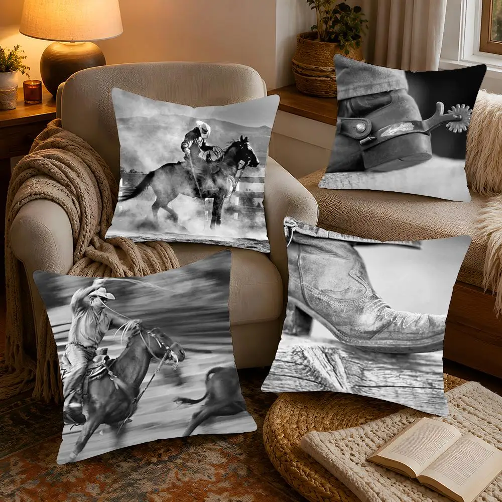 Artist M-Michael Potter Cowboy Cushion Cover Warm Cozy Plush Pillowcase Double Side Cushion Cover Sofa Home Decor Gift