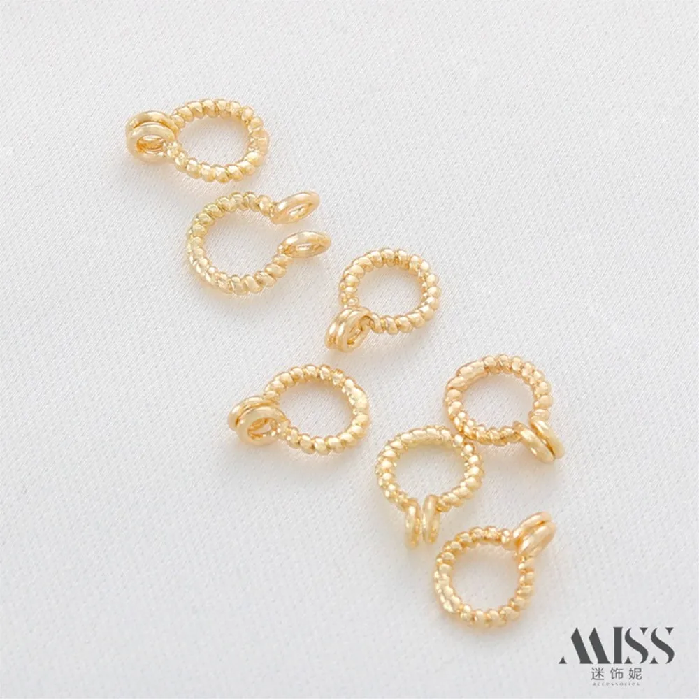 14K Gold-packed Double-ring Twist Batch Flower Opening Ring Hanging Ring DIY Bracelet Necklace Connecting Jewelry Accessories