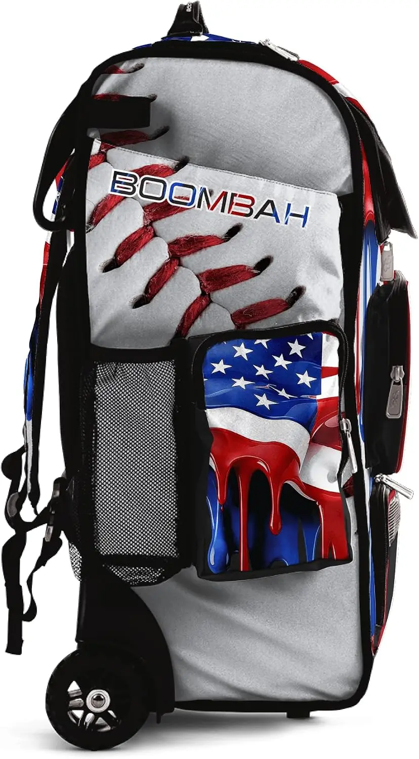 Rolling Backpack Wheeled Bat Hybrid USA Red White Royal Blue Drip