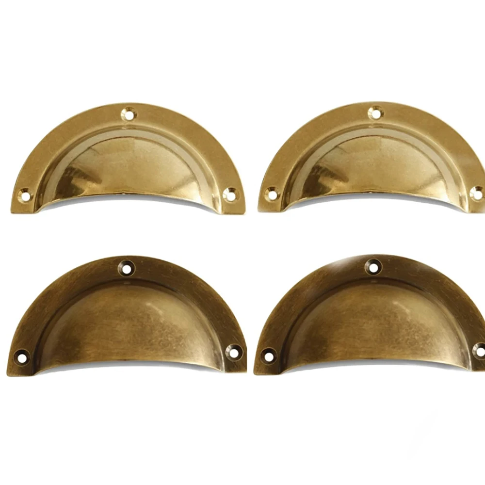 1-6Pcs Brass Pull Handle Medicine Cabinet Drawer Handle Classical Antique Shell Antique Copper Handle Length 70/80/82mm