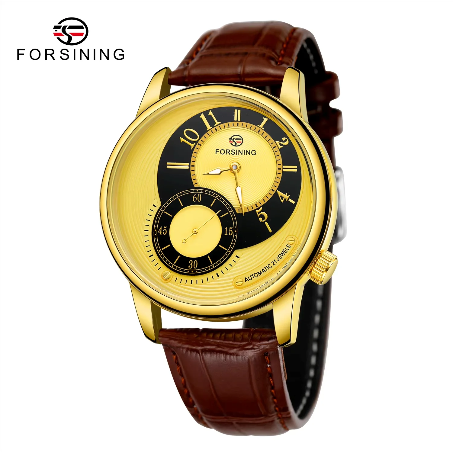Forsining watches men's leisure double circle automatic mechanical watches men's watches wrist epidermis with mechanical watches