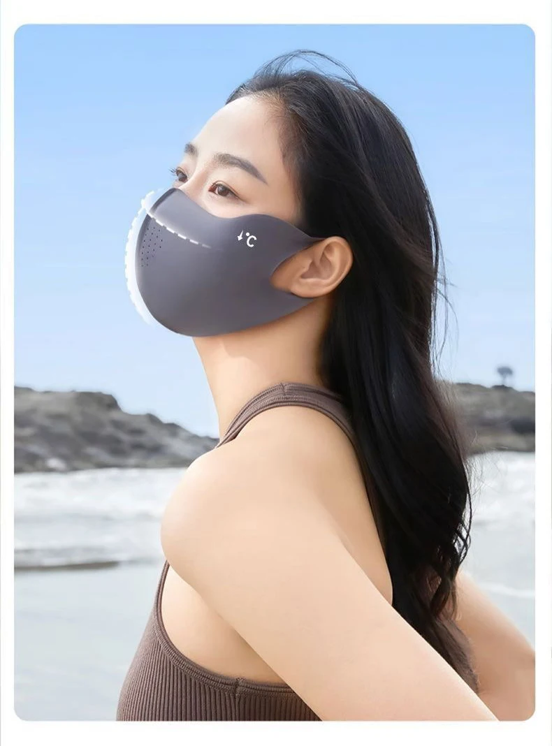 Kühlende Gesichtsmaske für Damen und Herren aus Eisseide – Leichte, waschbare, atmungsaktive Sommer-Gesichtsbedeckung für Autofahren, Radfahren und Sonnenschutz – Detail 12