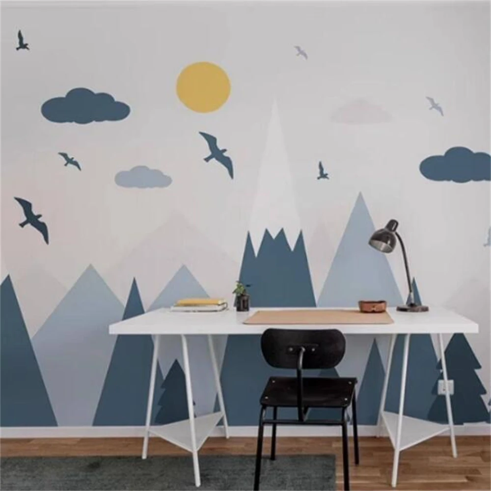 custom abstract geometric valley cartoon mural starry sky wallpaper living room TV background photo wall paper home decoration