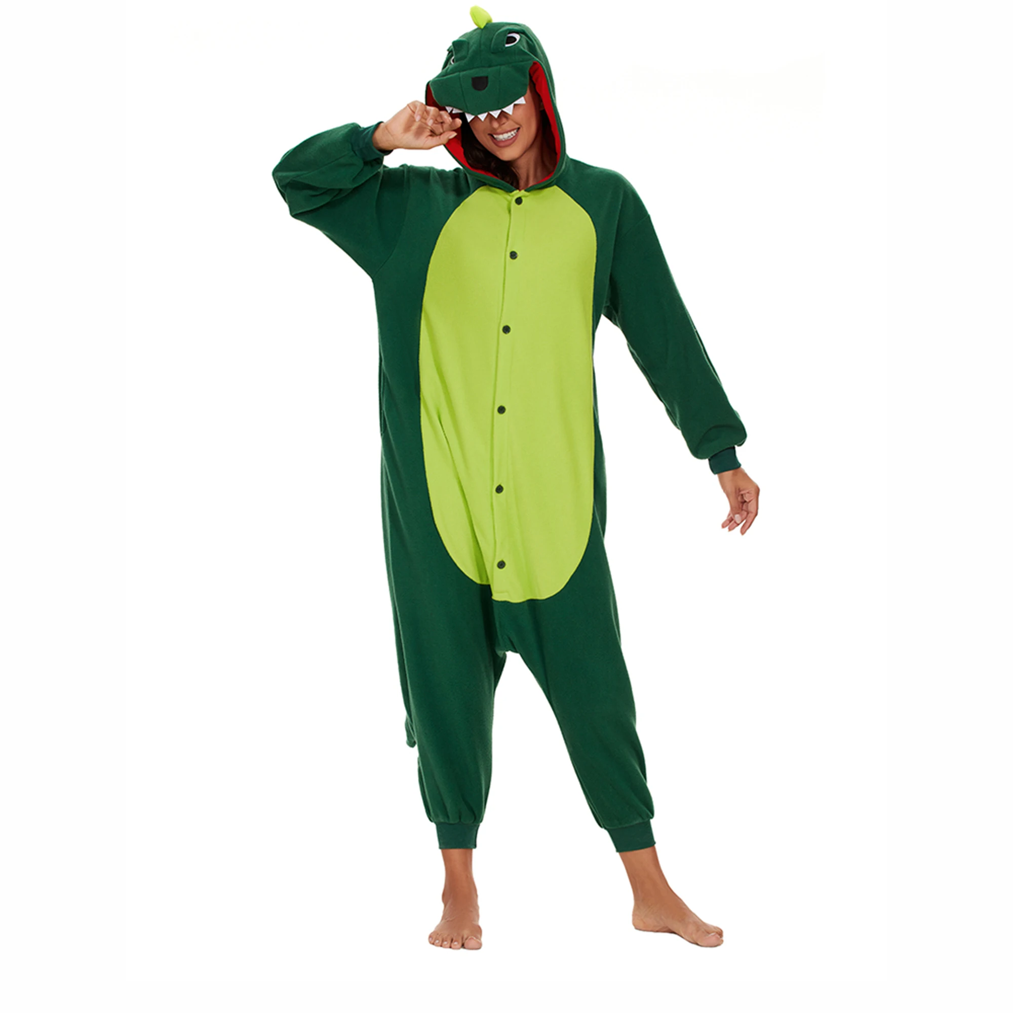 Dinosaur Onesie Pyjamas For Adult Unisex Soft Hooded One-piece Pajamas Halloween Fantastic Cosplay  Animal Costumes Sleepwear