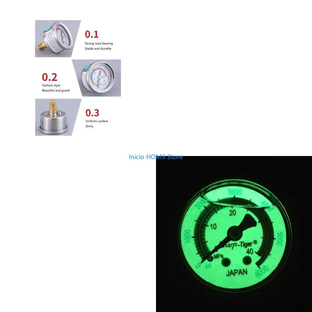 A5YD Liquid Filled Hydraulic Pressure Gauge Dual Scale Liquid Filled Pressure Gauge 0-6000/0-40MPa Air Pressure Gauge