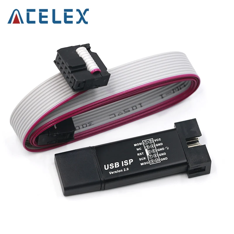 Aluminum shell USB ISP USBISP USBASP ASP Programmer for 51 ATMEL AVR WIN7 64 (Random color)