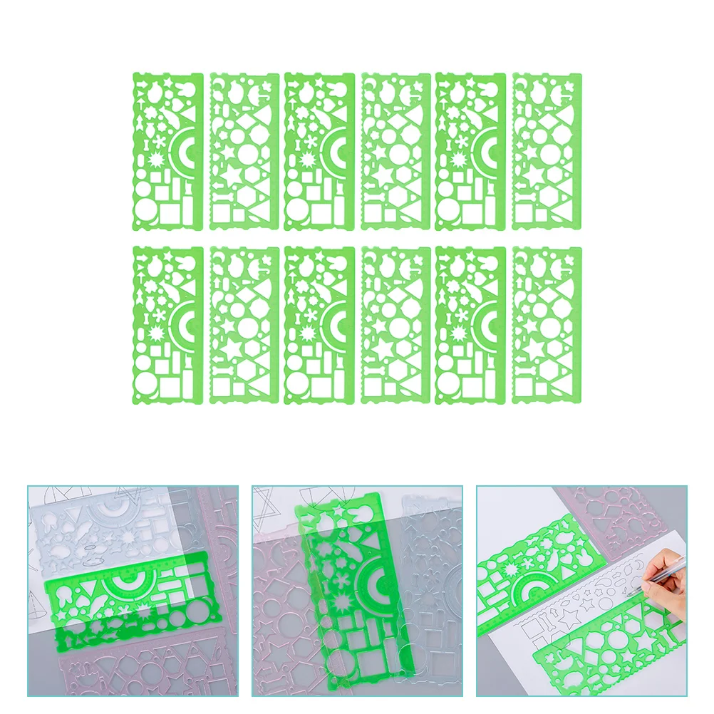 12 قطعة من قوالب الرسم الهندسي مسطرة قياس بلاستيكية لصياغة طلاب الهندسة المعمارية تصميم نمط ذاتي الصنع #3