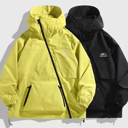 large size men's loose workwear windbreaker fat casual assault jacket Outdoor functional diagonal zipper waterproof submachine