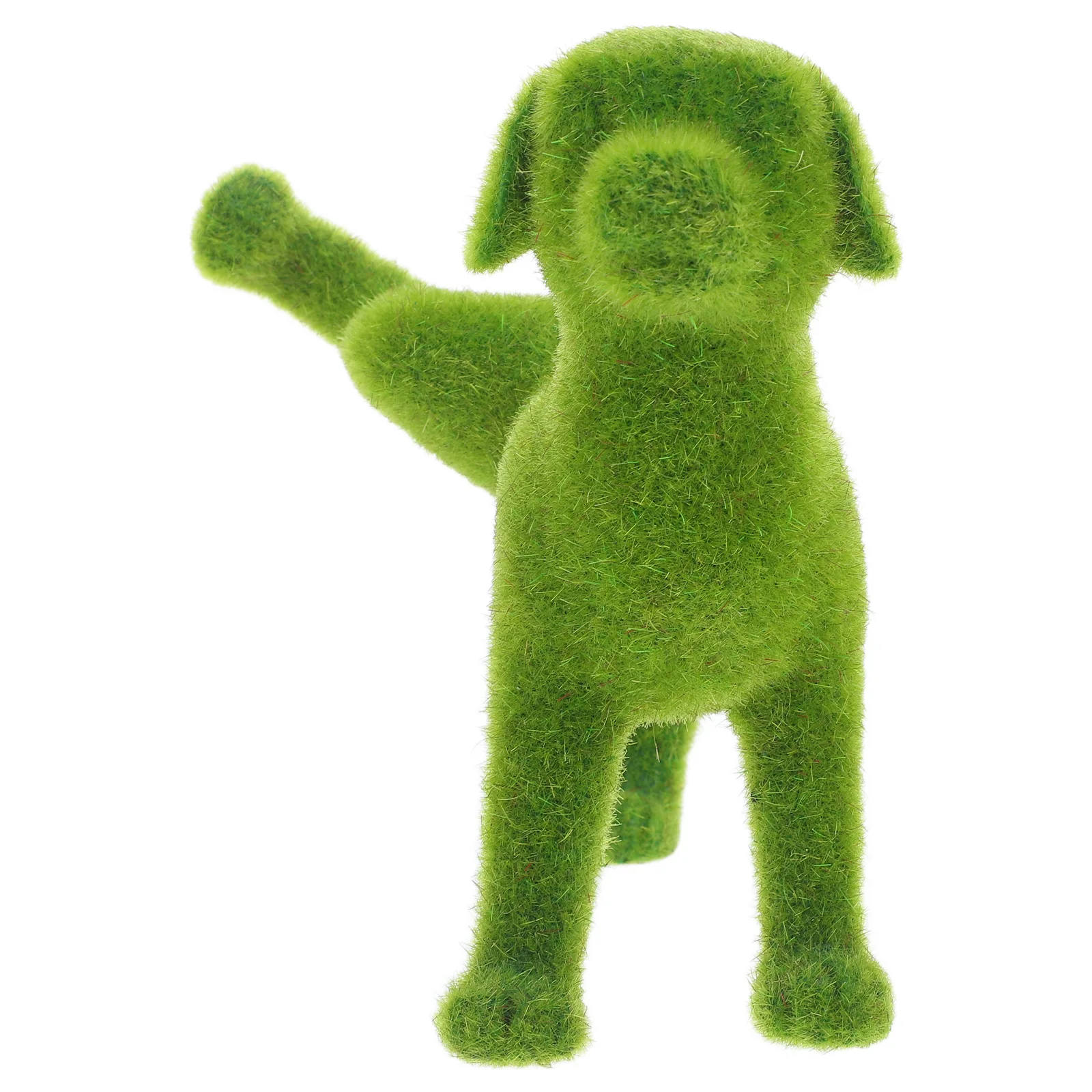 

Green Flocked Dog Statue Lifelike Puppy Ornament Outdoor Courtyard Decoration Weather Resistant Lightweight Pet Sculpture Fake