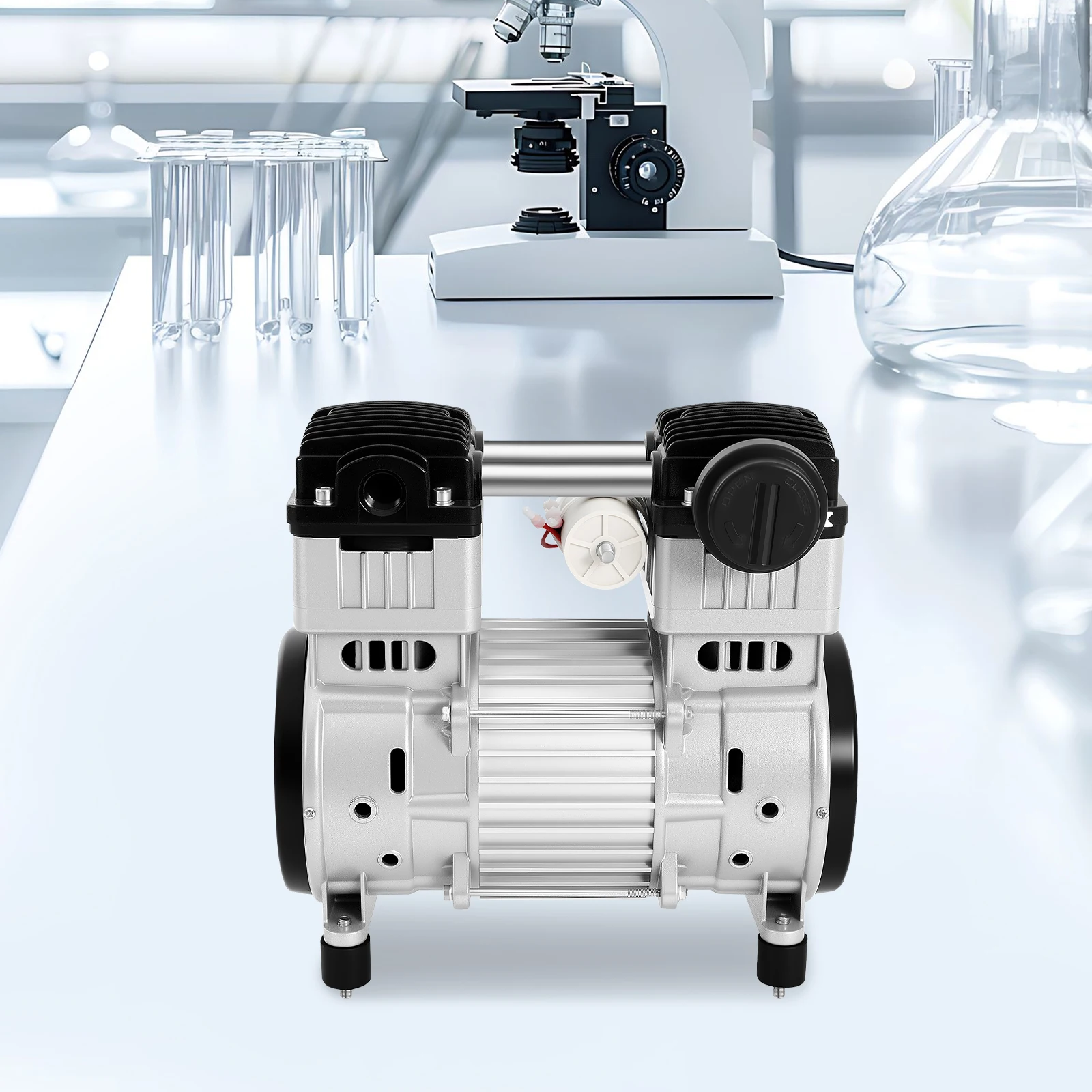 Oil-Free Silent Vacuum Piston High Flow Air Pump, Small Diaphragm Mute Pump, 200L / Min (110V 1100W)