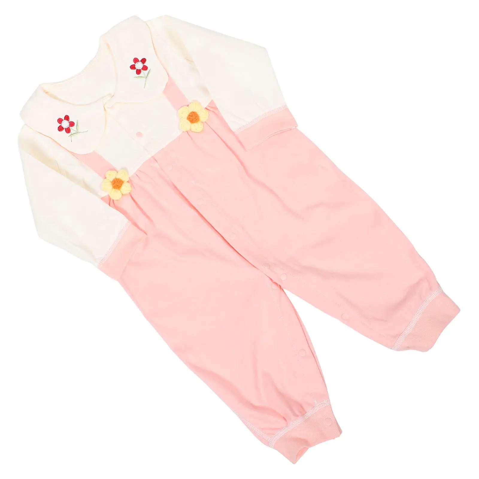 Breathable Cotton Long Sleeve Baby Romper Bodysuit for Newborns Infants Spring Fall Outfit Vintage Collar Design Comfortable