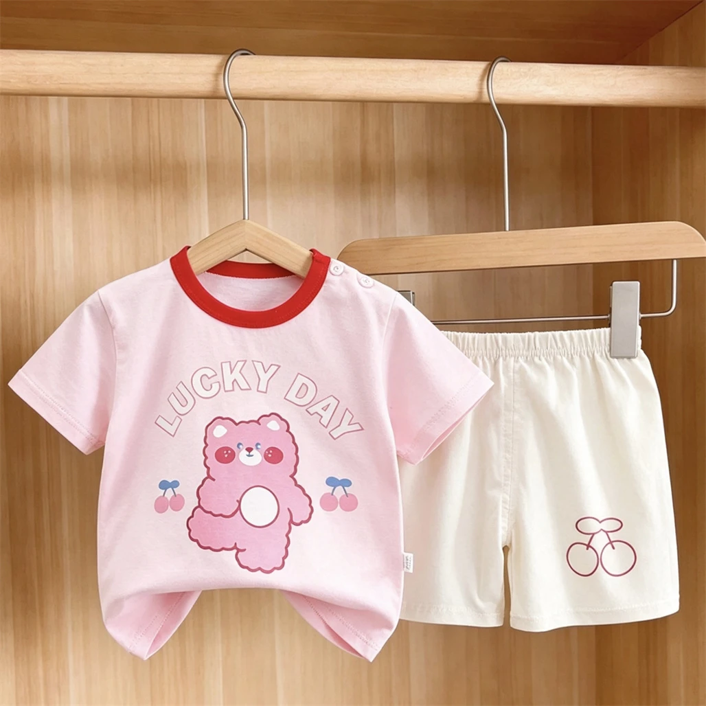 1 2 3 4Years Old Small Child Trendy Costume Short-sleeved Tracksuits Cute T Shirt Solid Color Shorts Boys Casual Sports Wear