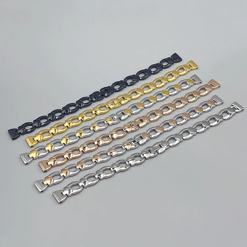 10mm 12mm 14mm For Any Brand Women Solid Stainless Steel Watch Band Strap Ceramic Watchband Silver Gold Rose Gold Bracelet