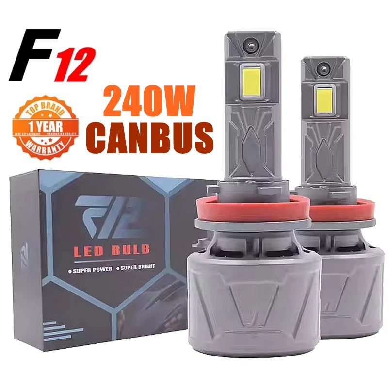 240W F12 H7 H4 H11 9005 9006 Double Copper LED Headlight Bulbs Car Lights High Brightness Long Lifespan Error-Free Fit