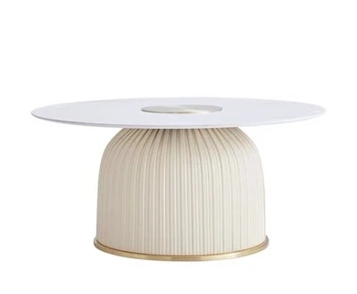 Modern simple living room rock slab tall and short round coffee table combination