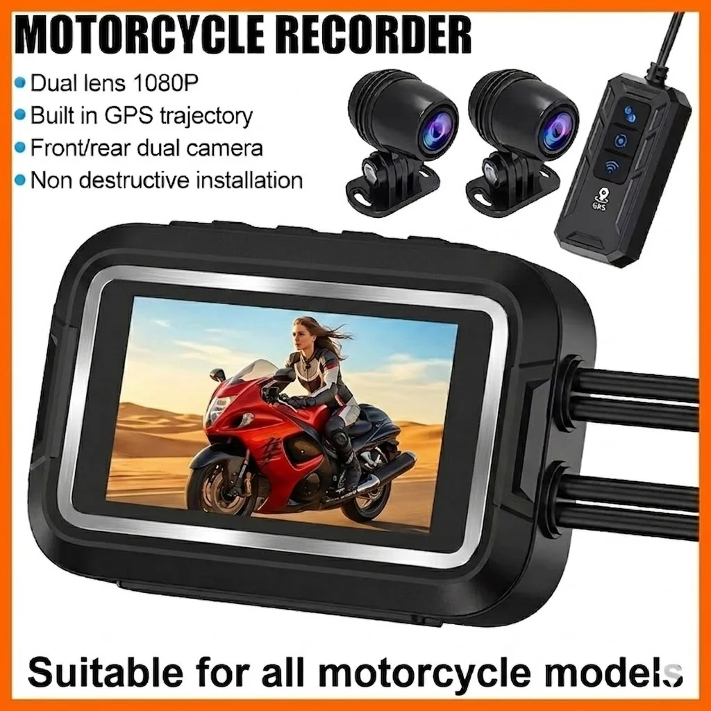 Motorcycle Camera Dual 1080P Moto DVR Dash Cam WiFi GPS Wireless Motorbike Video Recorder Front & Rear Full Body Waterproof DVRs