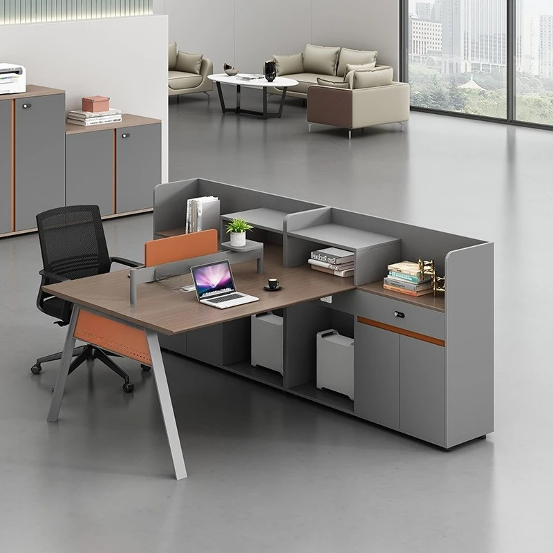 Staff Office Desk and Chair Combination Four People, Simple Modern Staff 4/6 People, Multi-person Office