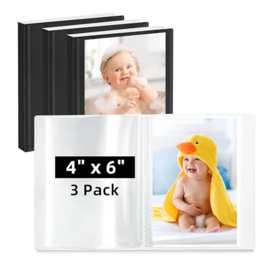 Small Photo Album 3-Pack 4 x 6 Photo Book Album, Each Picture Book Holds 52 Photos Mini Photo Book with Customizable Cover, Pos