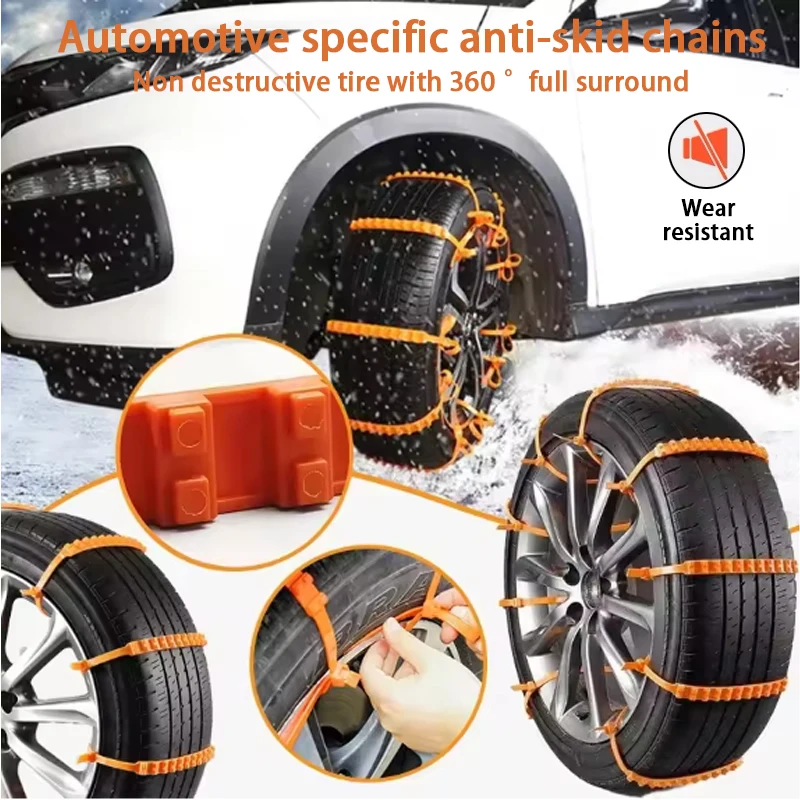 

10/20Pcs Universal Emergency Traction Snow Tire Chains Anti-Skid Nylon Cable Tie for Security Winter Driving Car Truck and SUV