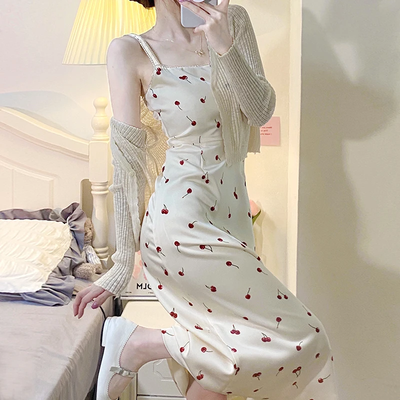 

Spring / summer 2022 New Fashion Sweet Skirt Coat Two-Piece Floral Suspender Dress Formal Dresses Clothing Women