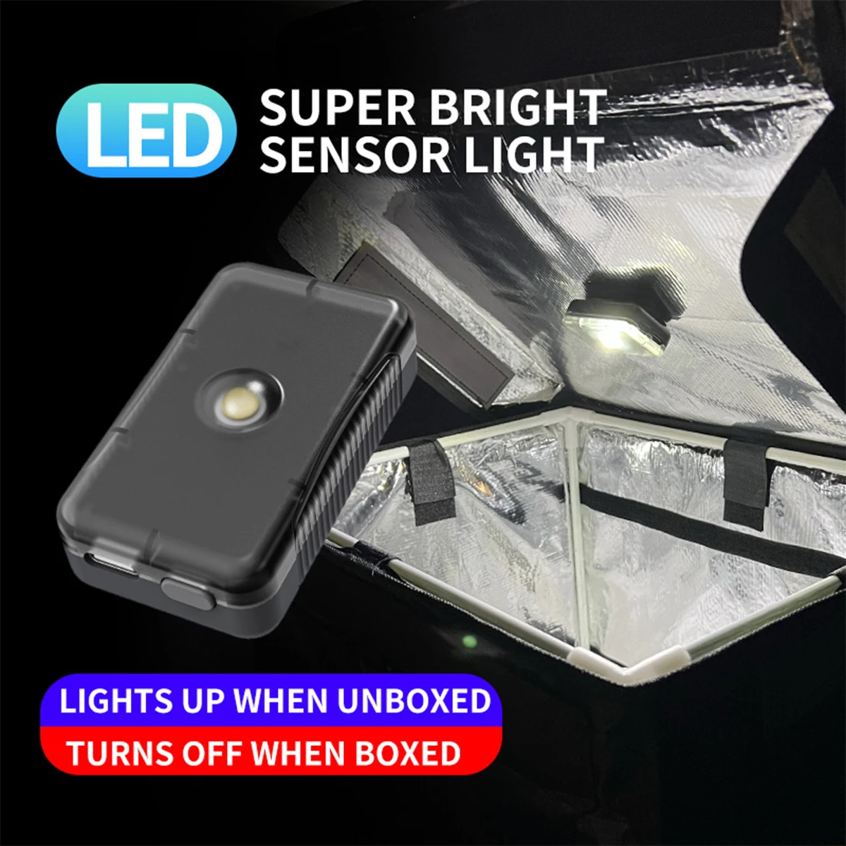 Motorcycle Locomotive Box Sensor Light LED Tail Box Anti-Collision Lamp Convenient Automatic Sensor Fishing Camping Night Light