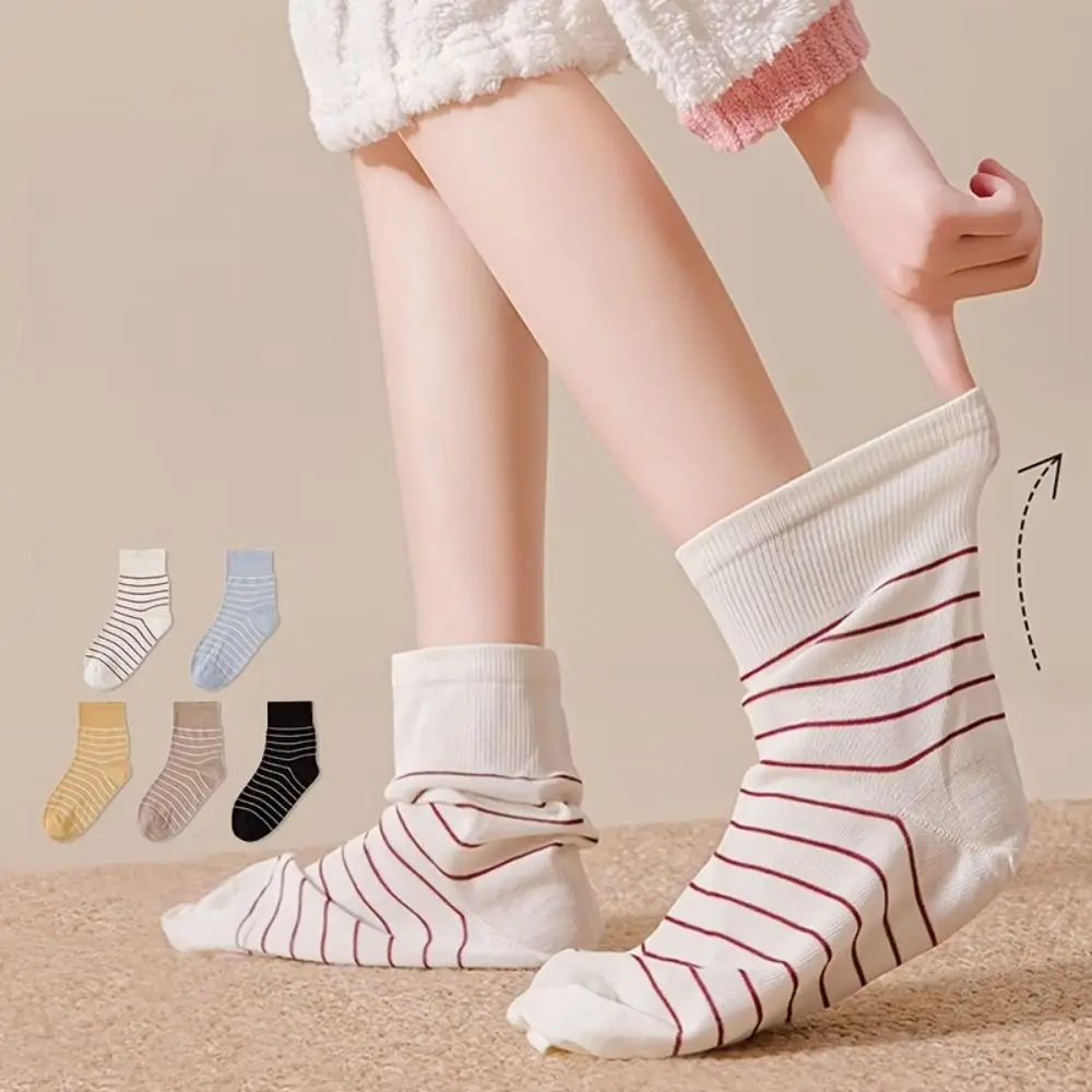 Comfort Fit Cotton Sleep Socks No Tight Soft Knit Mid Calf Socks Loose Cuff Breathable Nursing Socks Indoor Wear